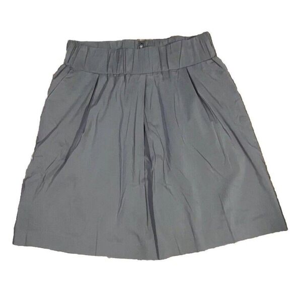 Banana Republic Full Pleated Skirt Size Medium Gray Cotton Pockets - Picture 1 of 6
